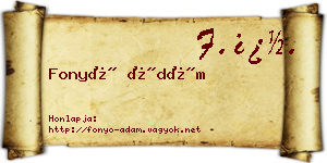 Fonyó Ádám névjegykártya