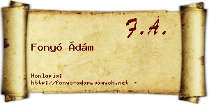 Fonyó Ádám névjegykártya